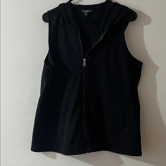 Ralph Lauren Black Hooded Vest - Picture 1 of 5